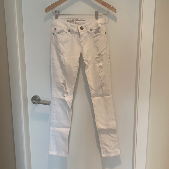 Guess vintage low rise white ripped Jeans - Picture 2 of 5